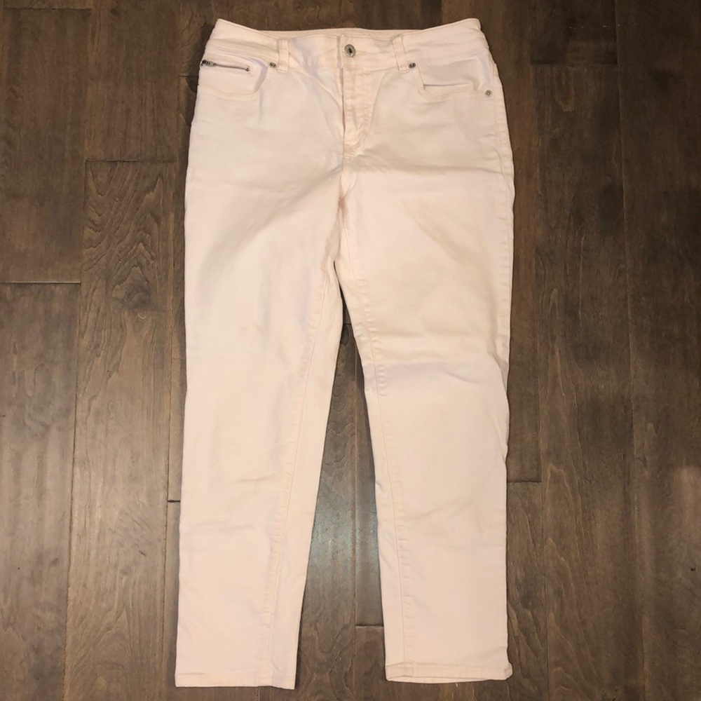 Chico’s platinum denim ankle blush pink